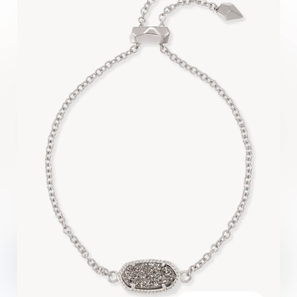 Elaina Silver Adjustable Chain Bracelet in Platinum Drusy